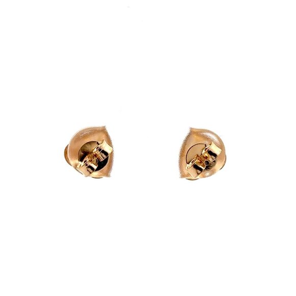 18K Gold Earrings Stud Heart Small Lightweight Two Tone - Picture 7 of 8
